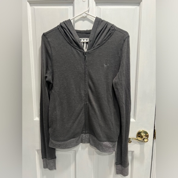 VICTORIAS SECRET PINK Vintage Gray "Pink" Full Zip Hoodie SIZE SMALL Pre loved - Picture 1 of 8